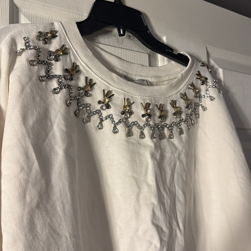 NWT! Anthropologie Maeve Long-Sleeve Embellished Sweatshirt - Size XL 🏓 - Picture 7 of 9